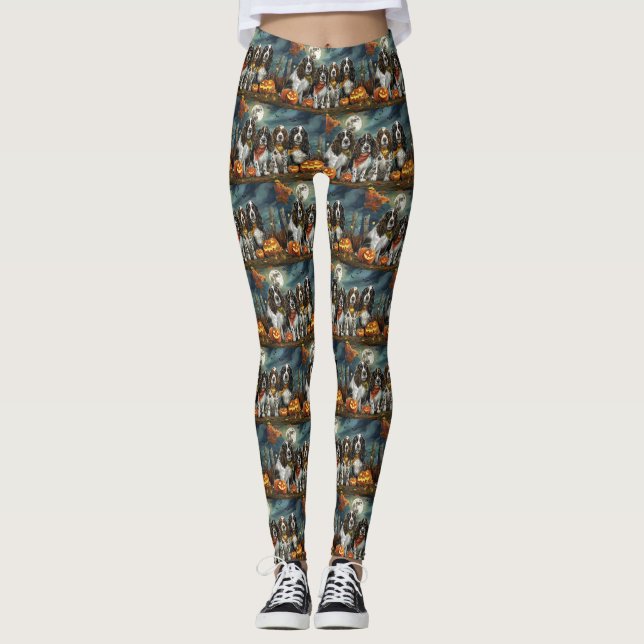 Springer Spaniel Halloween Kuslig Leggings (Framsida)