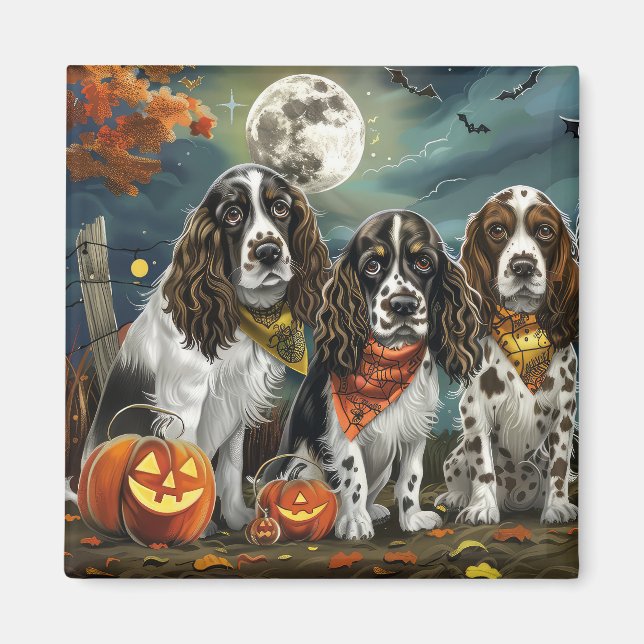 Springer Spaniel Halloween Kuslig Magnet (Framsidan)