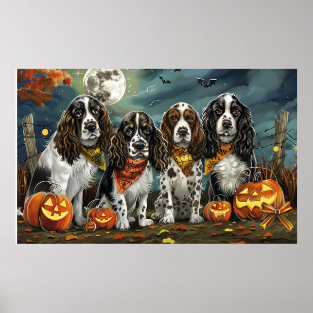 Springer Spaniel Halloween Kuslig Poster (Framsidan)