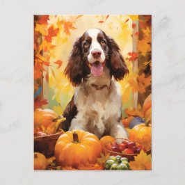 Springer Spaniel Höst Tacksgiving Vykort