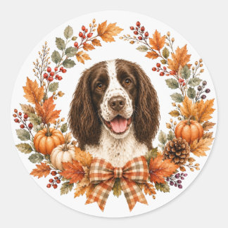 Springer Spaniel höstkrans Runt Klistermärke