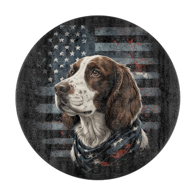 Springer Spaniel Hund Amerikansk Flagga (Framsidan)