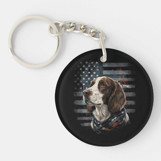 Springer Spaniel Hund Amerikansk Flagga (Framsidan)
