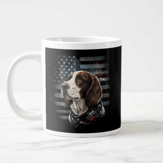 Springer Spaniel Hund Amerikansk Flagga Jumbo Mugg (Vänster)