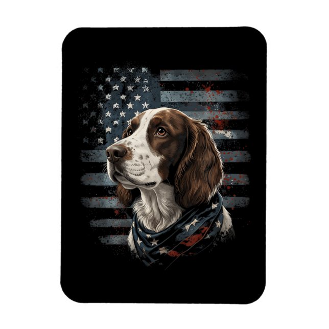 Springer Spaniel Hund Amerikansk Flagga Magnet (Vertikal)