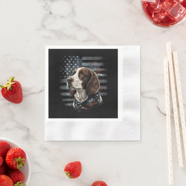Springer Spaniel Hund Amerikansk Flagga Pappersservett (Insitu)