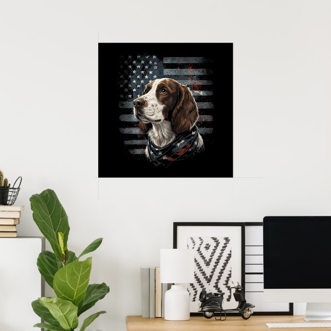 Springer Spaniel Hund Amerikansk Flagga Poster (Hemmakontoret)
