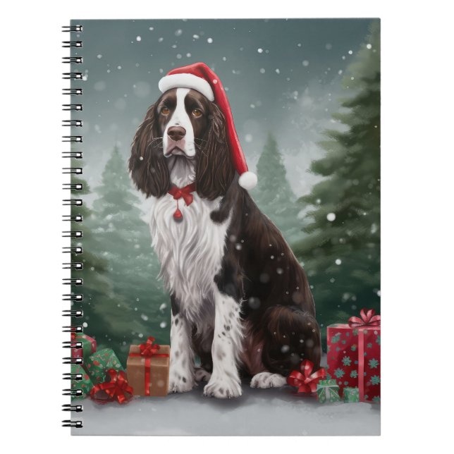 Springer Spaniel Hund i Snö Jul Anteckningsbok (Framsidan)