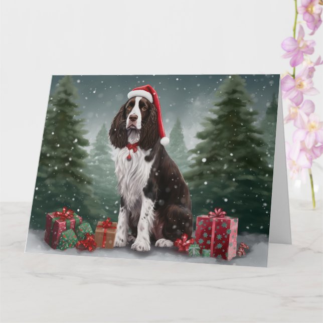 Springer Spaniel Hund i Snö Jul Kort (Orkide)