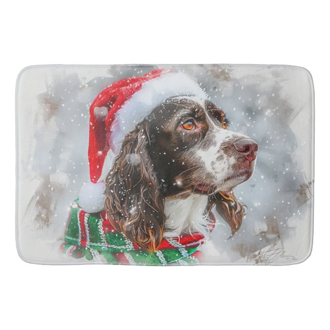 Springer Spaniel Hund Jul Festlig Badrumsmatta (Framsidan)