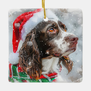 Springer Spaniel Hund Jul Festlig Julgransprydnad Keramik