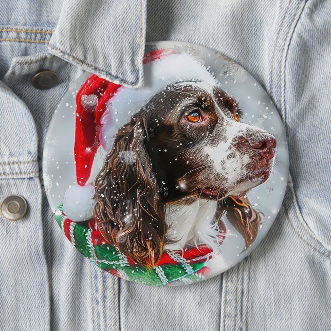 Springer Spaniel Hund Jul Festlig Knapp (In Situ)
