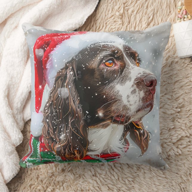 Springer Spaniel Hund Jul Festlig Kudde (Filt)