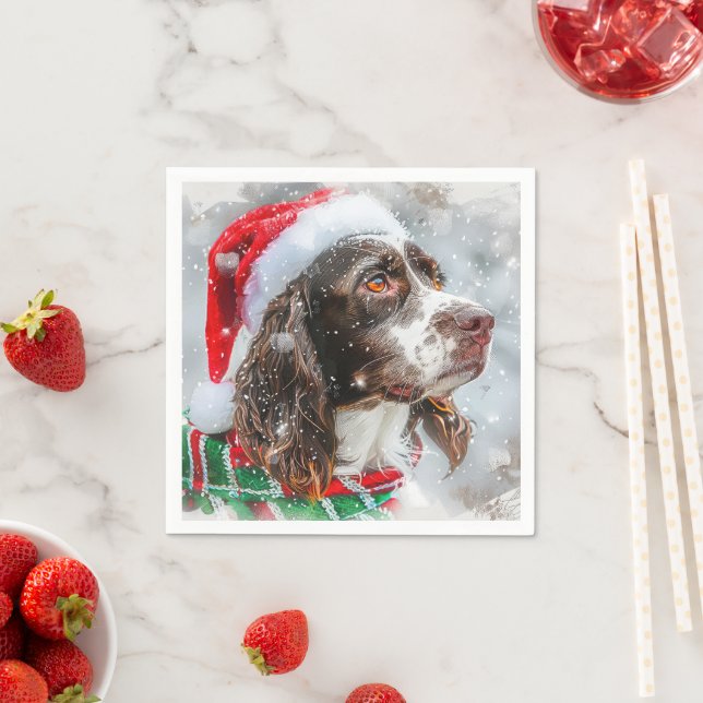 Springer Spaniel Hund Jul Festlig Pappersservett (Insitu)