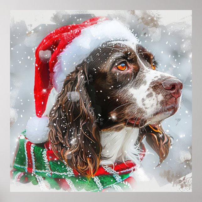 Springer Spaniel Hund Jul Festlig Poster (Framsidan)