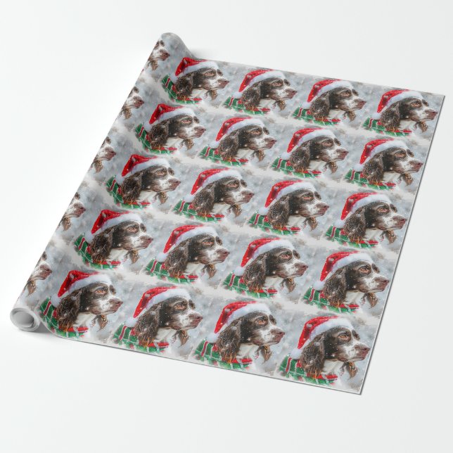 Springer Spaniel Hund Jul Festlig Presentpapper (Utrullad)