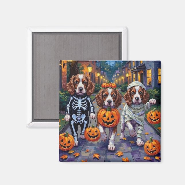 Springer Spaniel Hundar i Halloween Kostymer Magnet (Front/Back)
