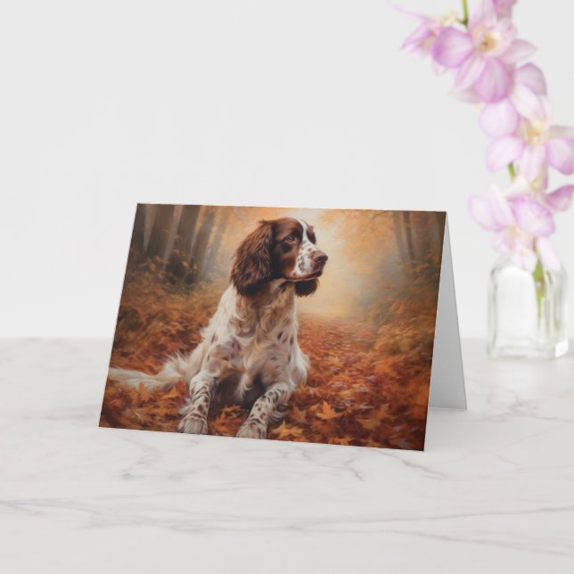 Springer Spaniel i höstlöv Fall Inspire Kort (Orkide)