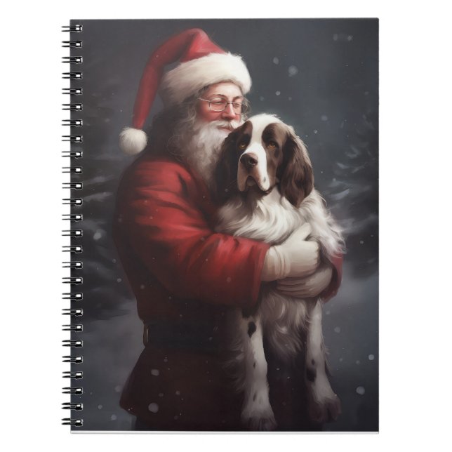Springer Spaniel Jul Tomte Julfirande Jul Anteckningsbok (Framsidan)