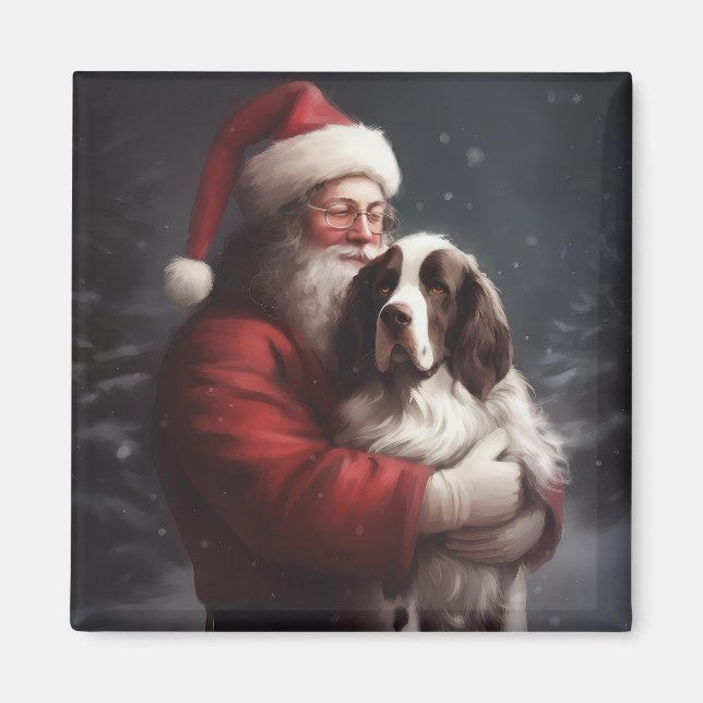Springer Spaniel Jul Tomte Julfirande Jul Magnet (Framsidan)