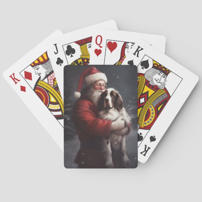 Springer Spaniel Jul Tomte Julfirande Julen Casinokort (Baksidan)