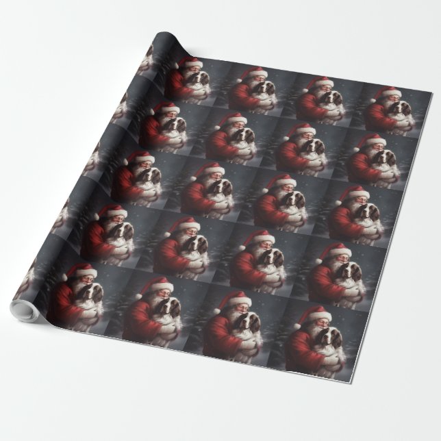 Springer Spaniel Jul Tomte Julfirande Julen Presentpapper (Utrullad)