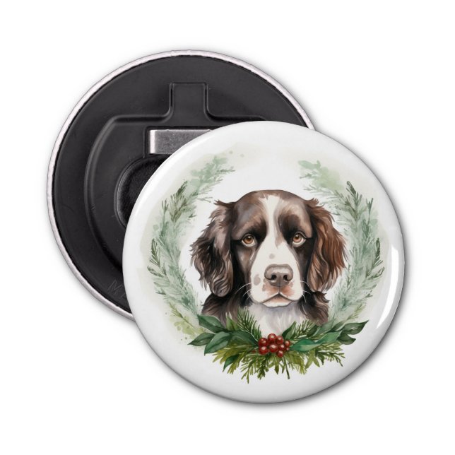 Springer spaniel jul Utandning Festive Valp Flasköppnare (Framsidan)