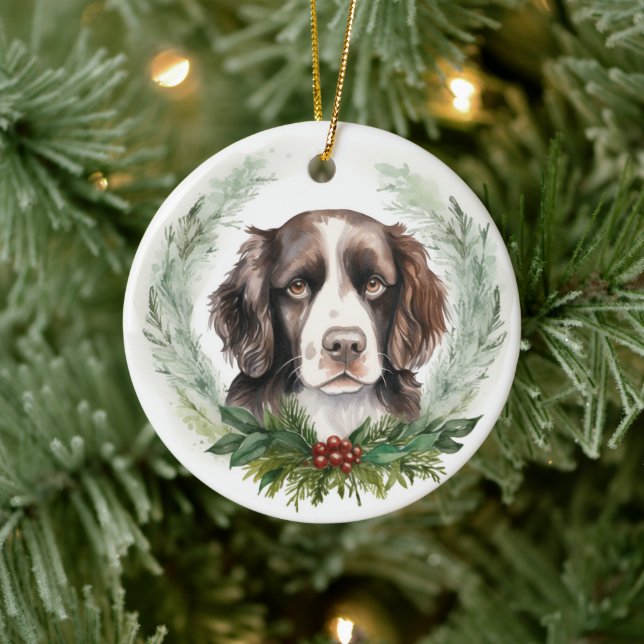 Springer spaniel jul Utandning Festive Valp Julgransprydnad Keramik (Träd)