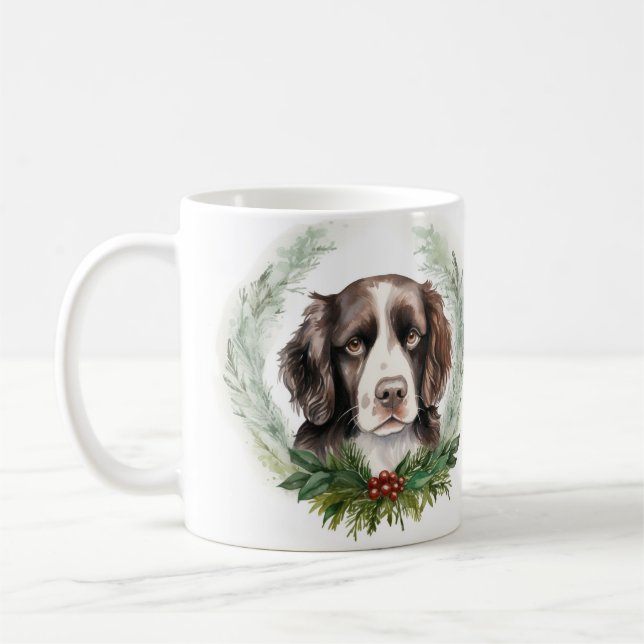 Springer spaniel jul Utandning Festive Valp Kaffemugg (Vänster)