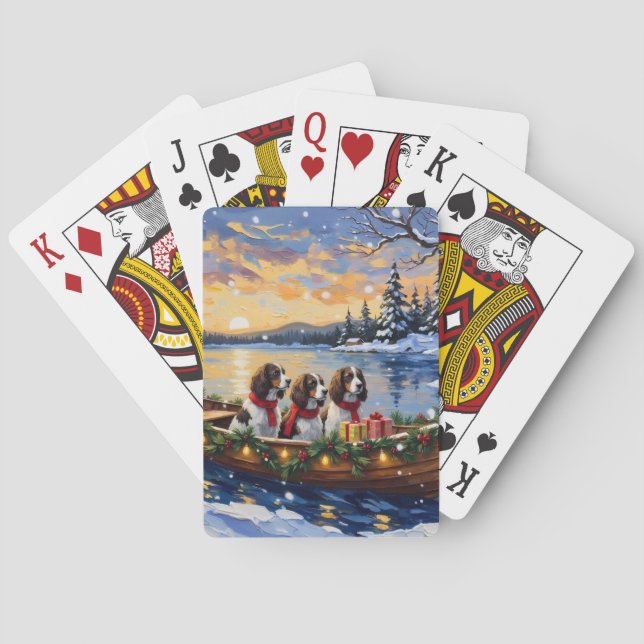 Springer Spaniel julbåt semester Casinokort (Baksidan)
