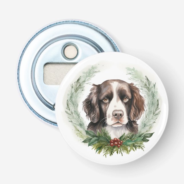 Springer spaniel Julkrans Festiv Hundvalp Flasköppnare (Framsidan)