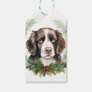 Springer spaniel Julkrans Festiv Hundvalp Presentetikett