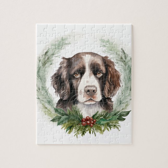 Springer spaniel Julkrans Festiv Hundvalp Pussel (Vertikal)