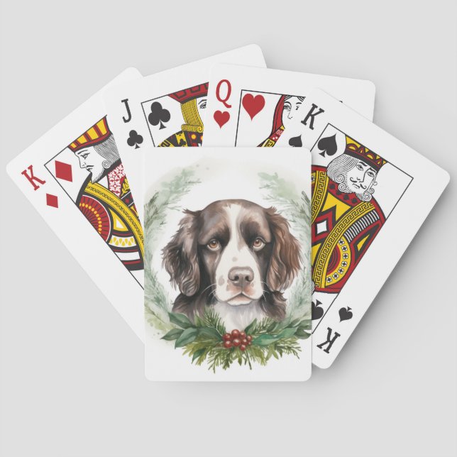 Springer spaniel Julkrans Festlig Valp Casinokort (Baksidan)