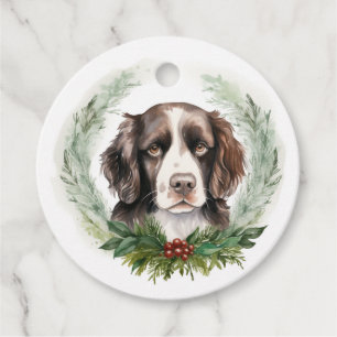 Springer spaniel Julkrans Festlig Valp Gåvor Etiketter