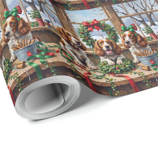 Springer Spaniel Julkransmakeri Holiday Presentpapper (Rulle Hörn)