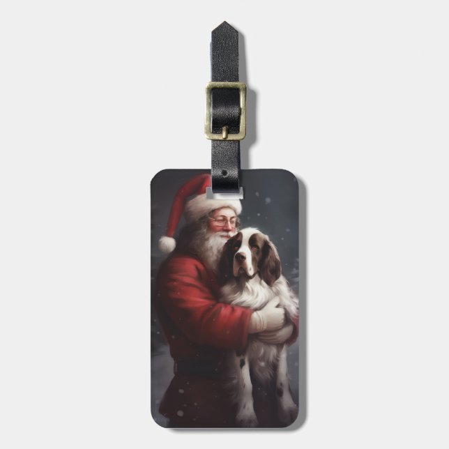 Springer Spaniel Tomte Festiv Jul Bagagebricka (Vertikal Framsida)