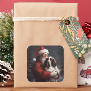 Springer Spaniel Tomte Festiv Jul Fyrkantigt Klistermärke