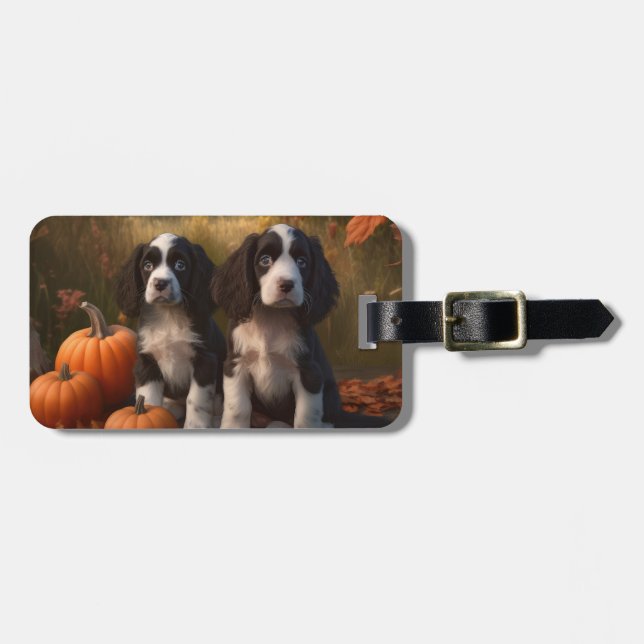 Springer Spaniel Valp Höstglädje Pumpa Bagagebricka (Horisontell Framsida)