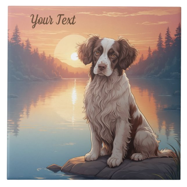 Springer Spaniel vid sjö Kakelplatta (Framsidan)