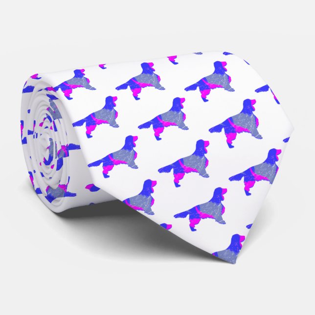 Springer Spansk Hund Rosa & Blue Cute White Nacke Slips (Rullad)