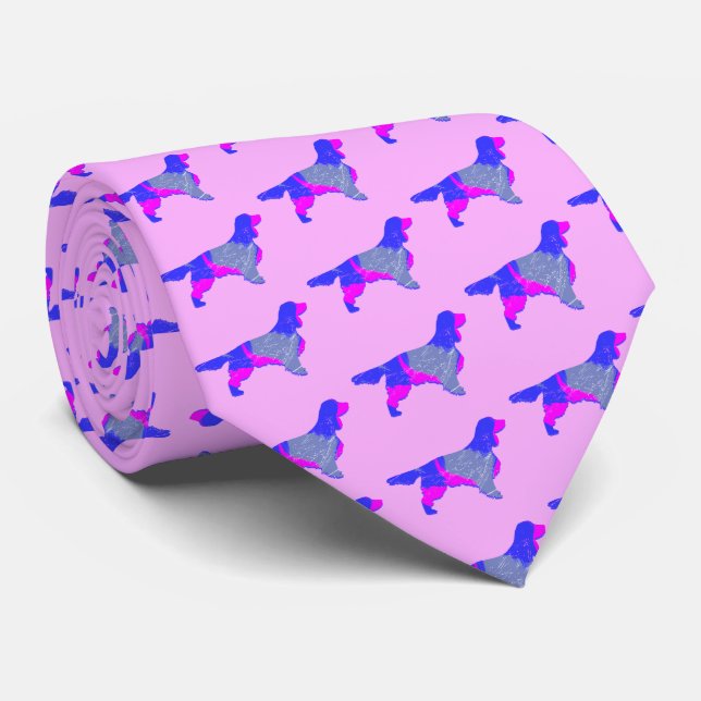 Springer Spansk Hund Rosa & Blue Mörk Rosa Nacke Slips (Rullad)
