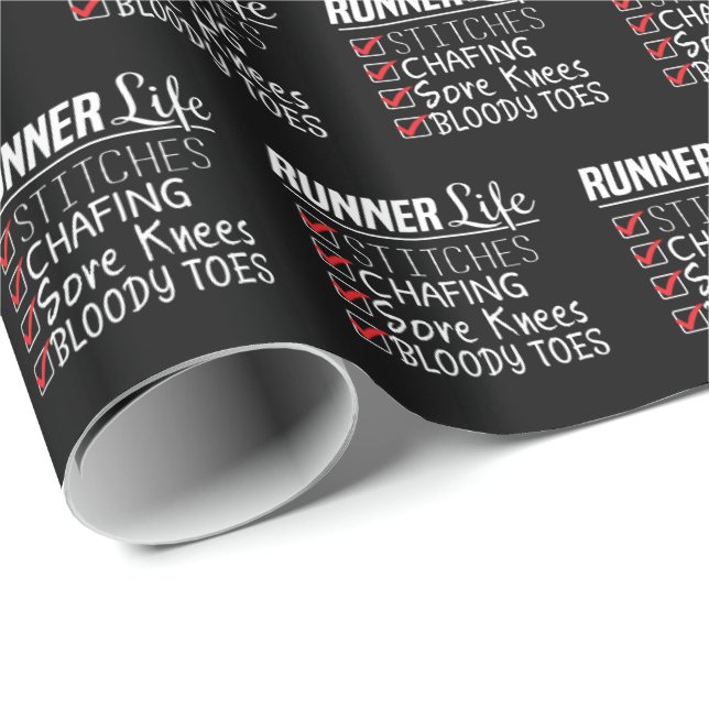 Springernas Life Funny Marathon Running Checklist Presentpapper (Rullad Hörn)