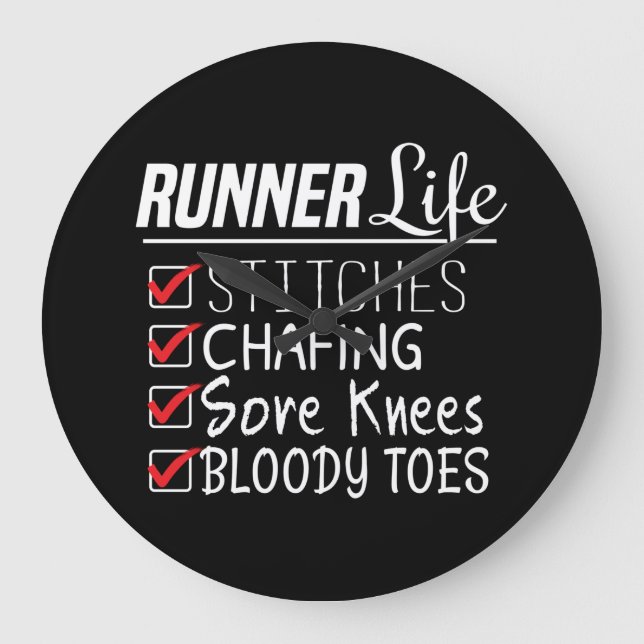 Springernas Life Funny Marathon Running Checklist Stor Klocka (Framsida)
