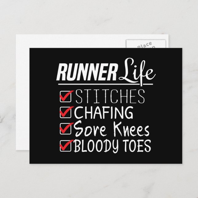 Springernas Life Funny Marathon Running Checklist Vykort (Fram/baksida)
