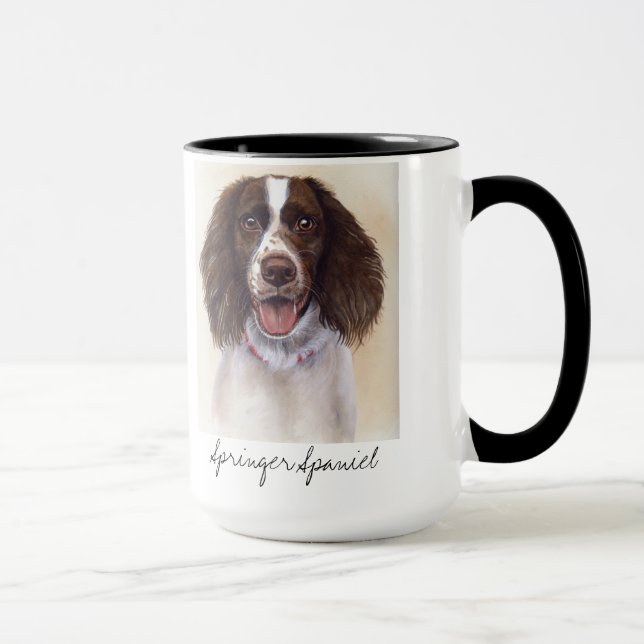 SpringerSpaniel som målas i akvarell Mugg (Höger)