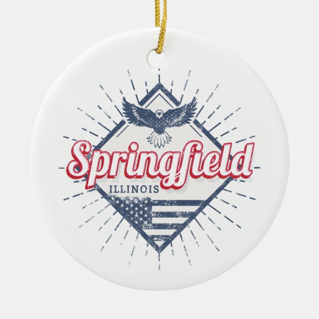 Springfield City Illinois United Stater Retro USA Julgransprydnad Keramik (Framsidan)