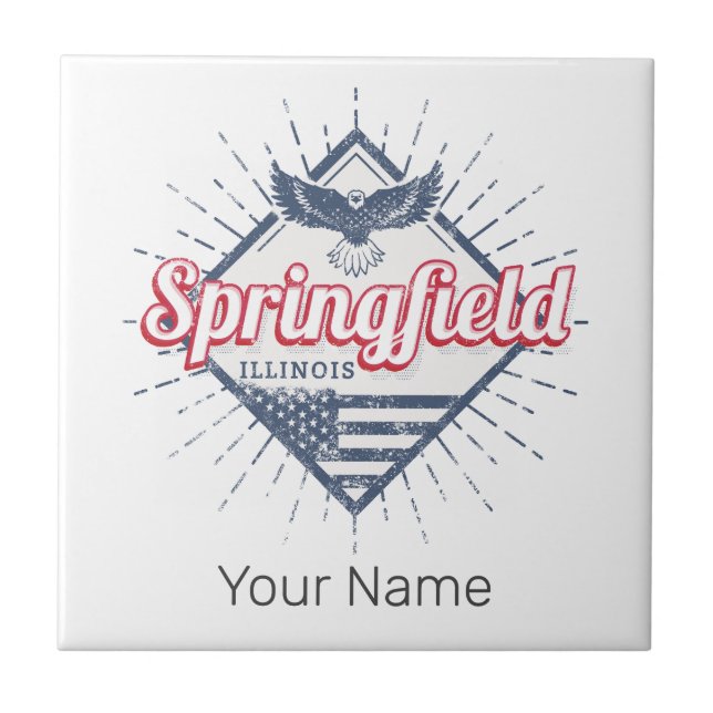 Springfield City Illinois United Stater Retro USA Kakelplatta (Framsidan)