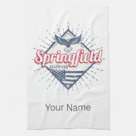 Springfield City Illinois United Stater Retro USA Kökshandduk