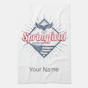 Springfield City Illinois United Stater Retro USA Kökshandduk